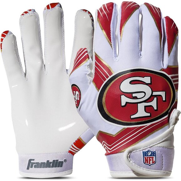 NWT San Francisco 49er NFL Team Stretch Fit YOUTH Receiver Gloves Franklin - Picture 1 of 4